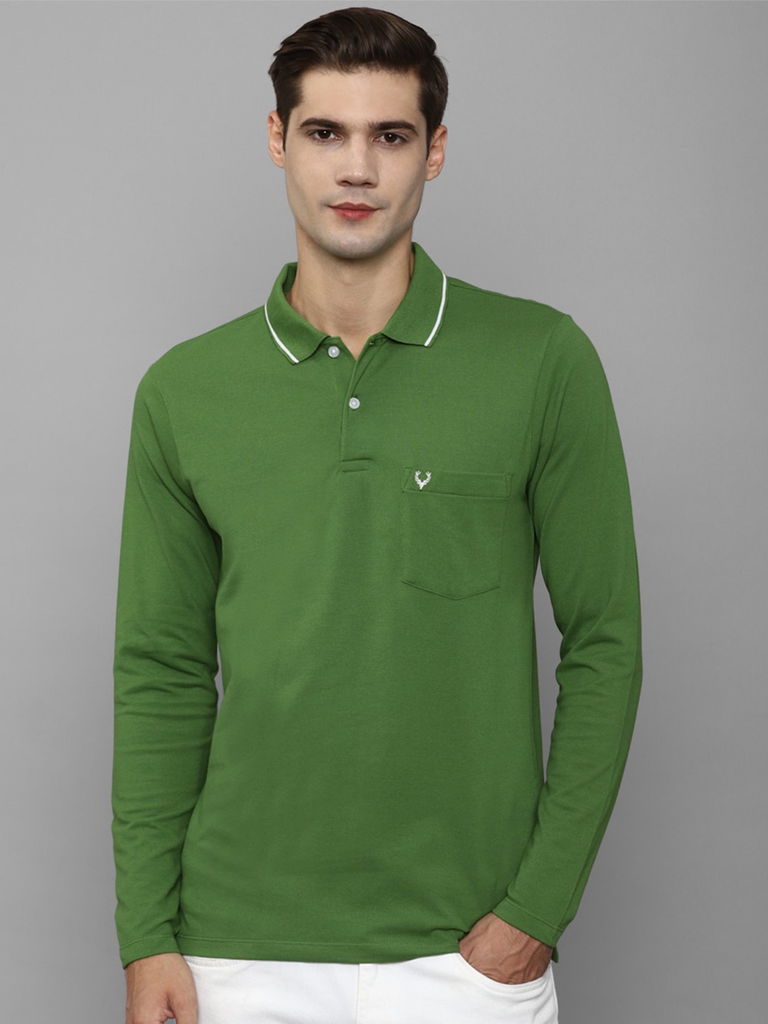 

Allen Solly Polo Collar Pure Cotton T-shirt, Green