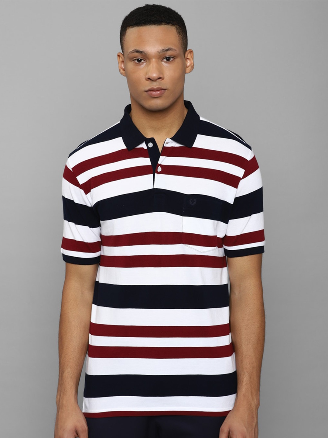 

Allen Solly Striped Polo Collar Pure Cotton T-shirt, White