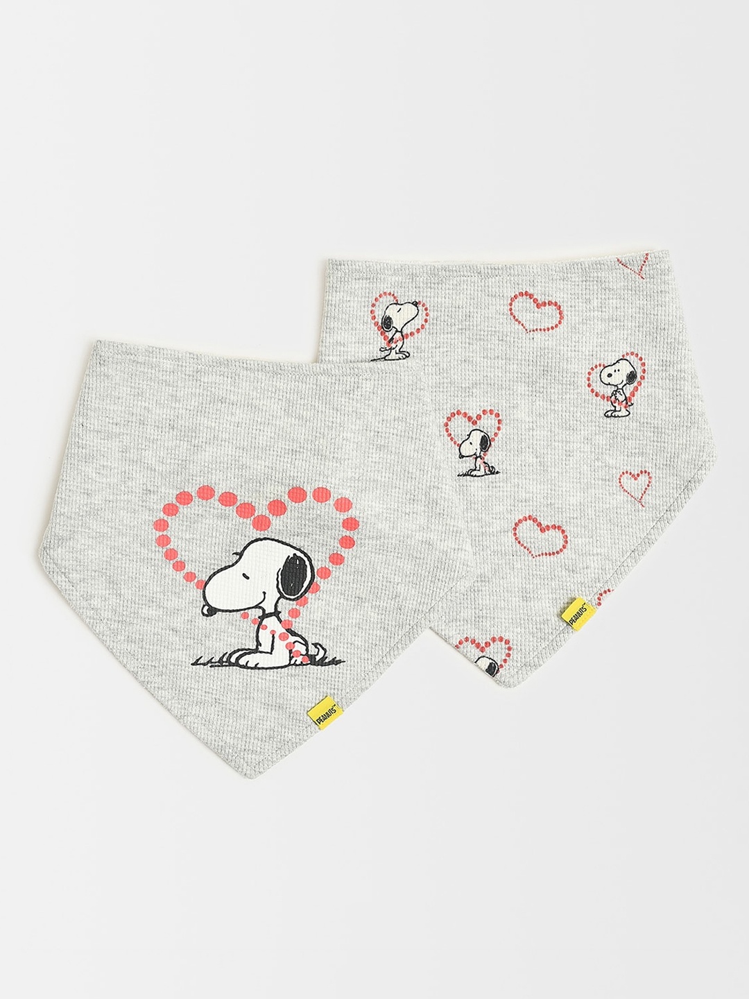 

MiArcus Kids Peanuts Grey Snoopy Printed Cotton Bibs Pack Of 2