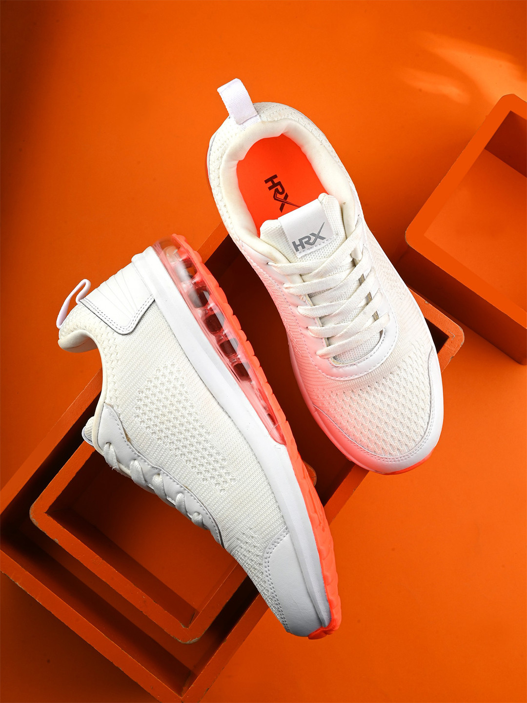 

HRX by Hrithik Roshan Men White & Orange Mesh Running Shoes