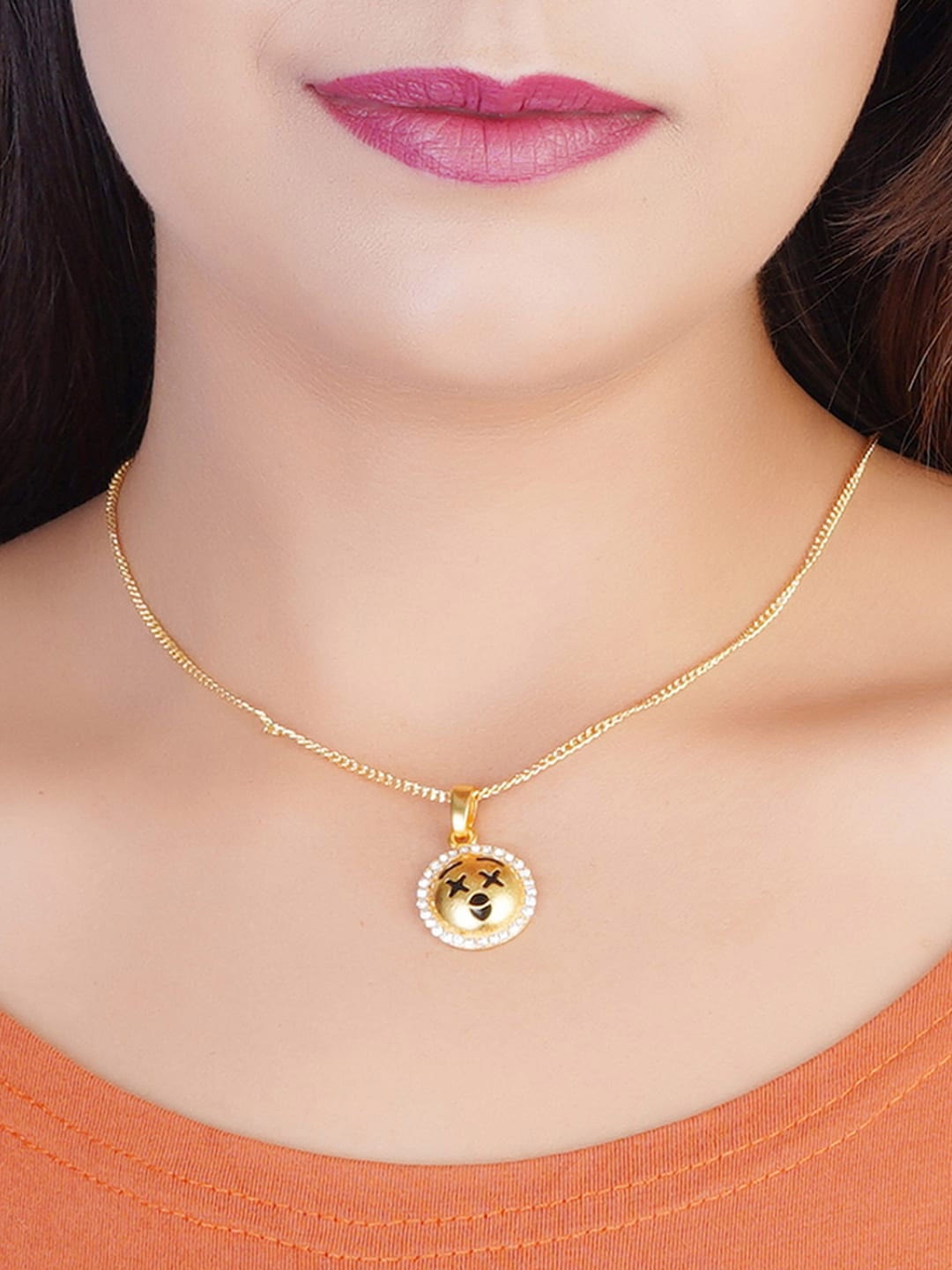 

Estele Gold-plated Emoji-shaped Pendant With Chain