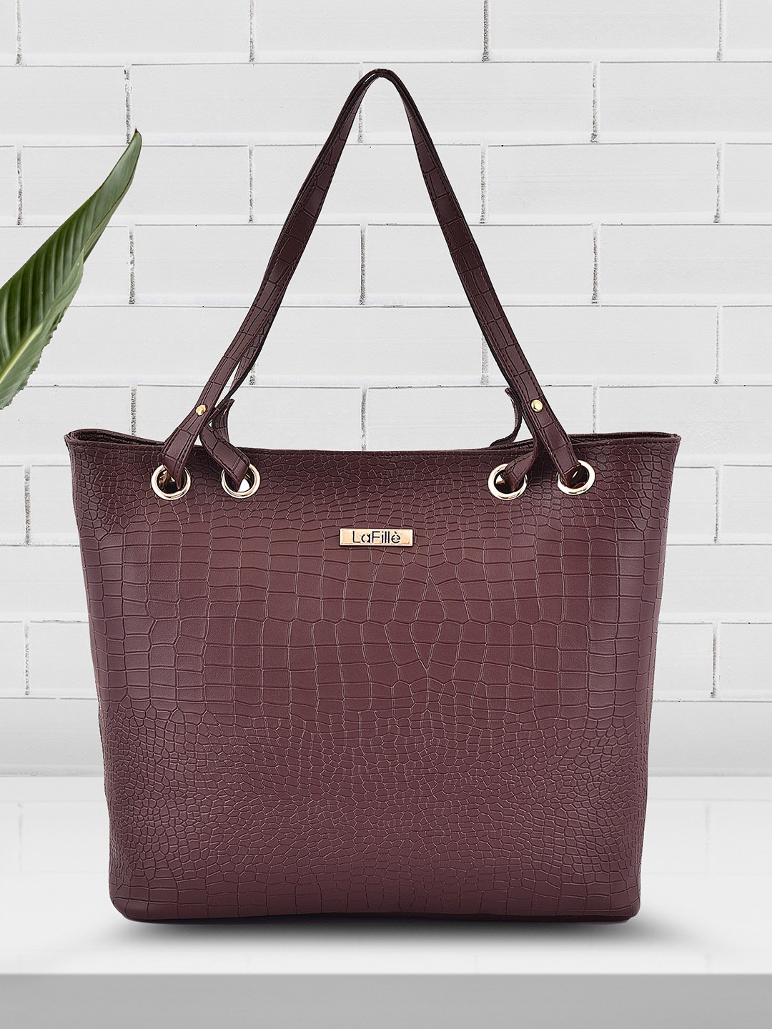 

LaFille PU Oversized Structured Handheld Bag, Brown