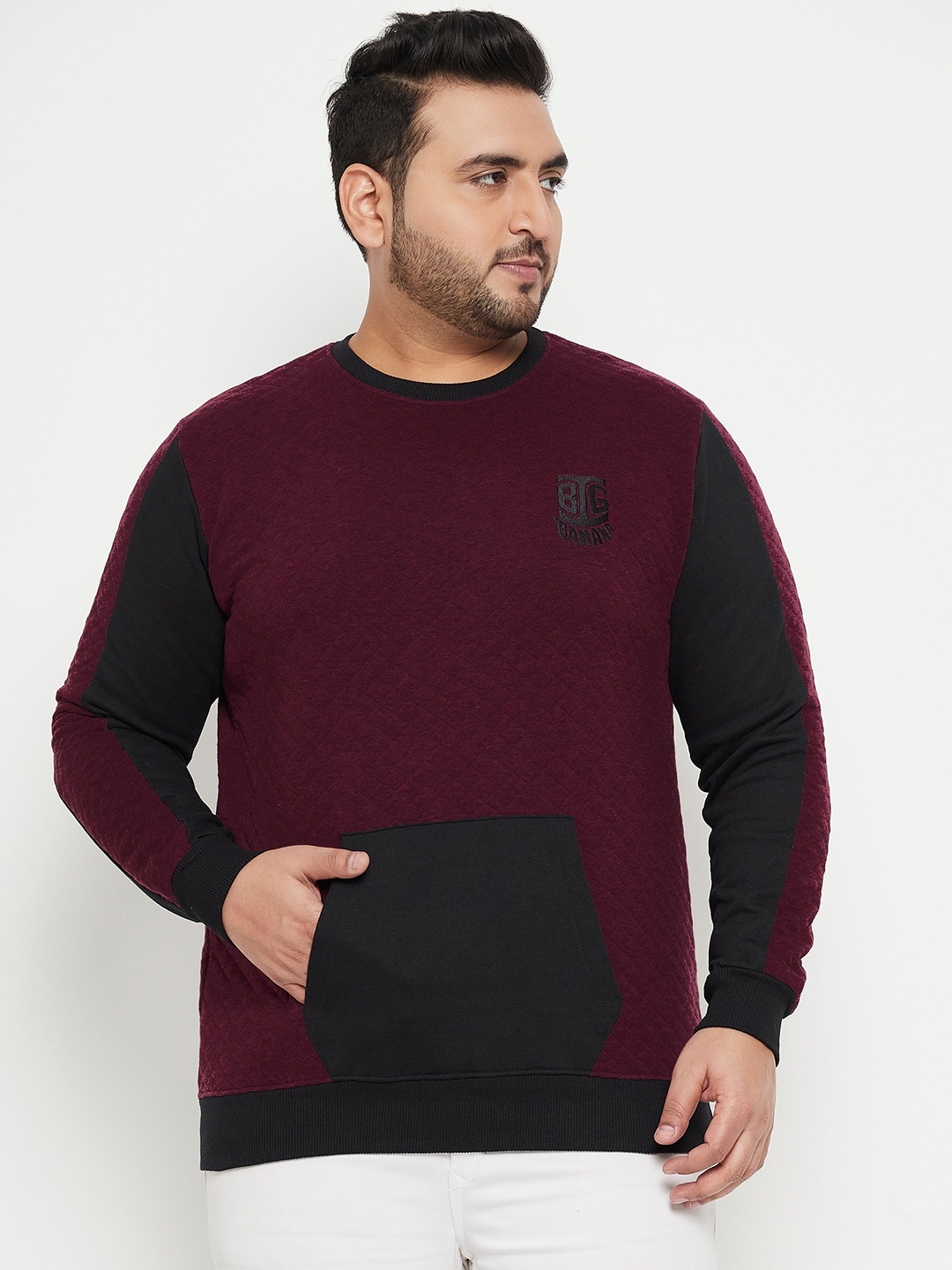 

bigbanana Plus Size Colourblocked Pure Cotton Pullover, Maroon