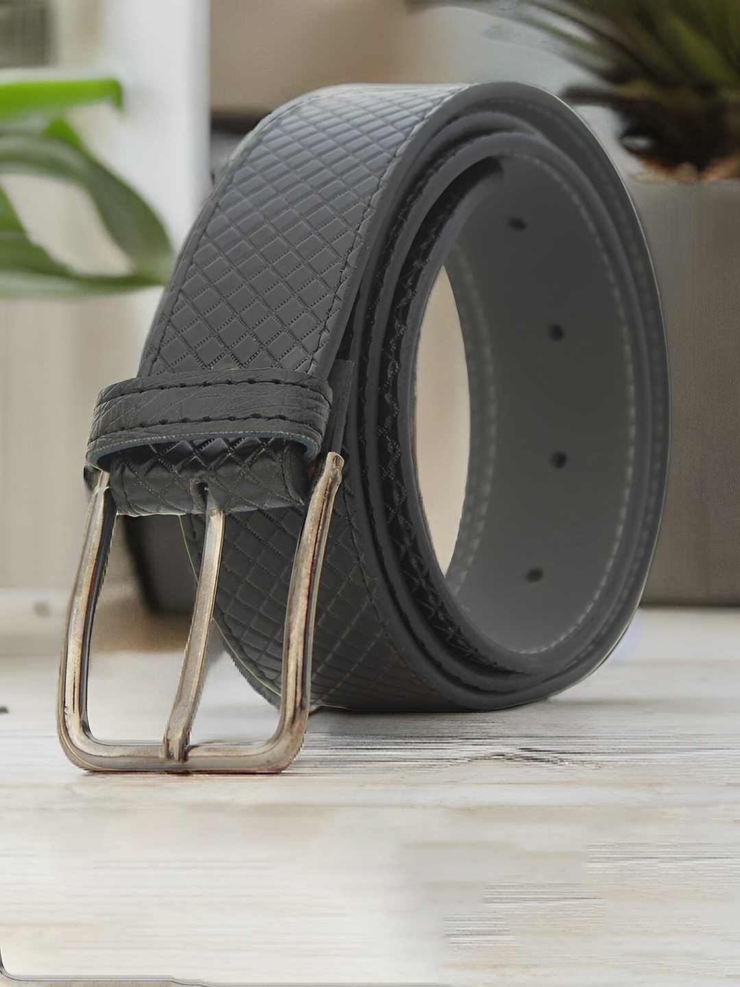 

Kastner Men Checked Belt, Black