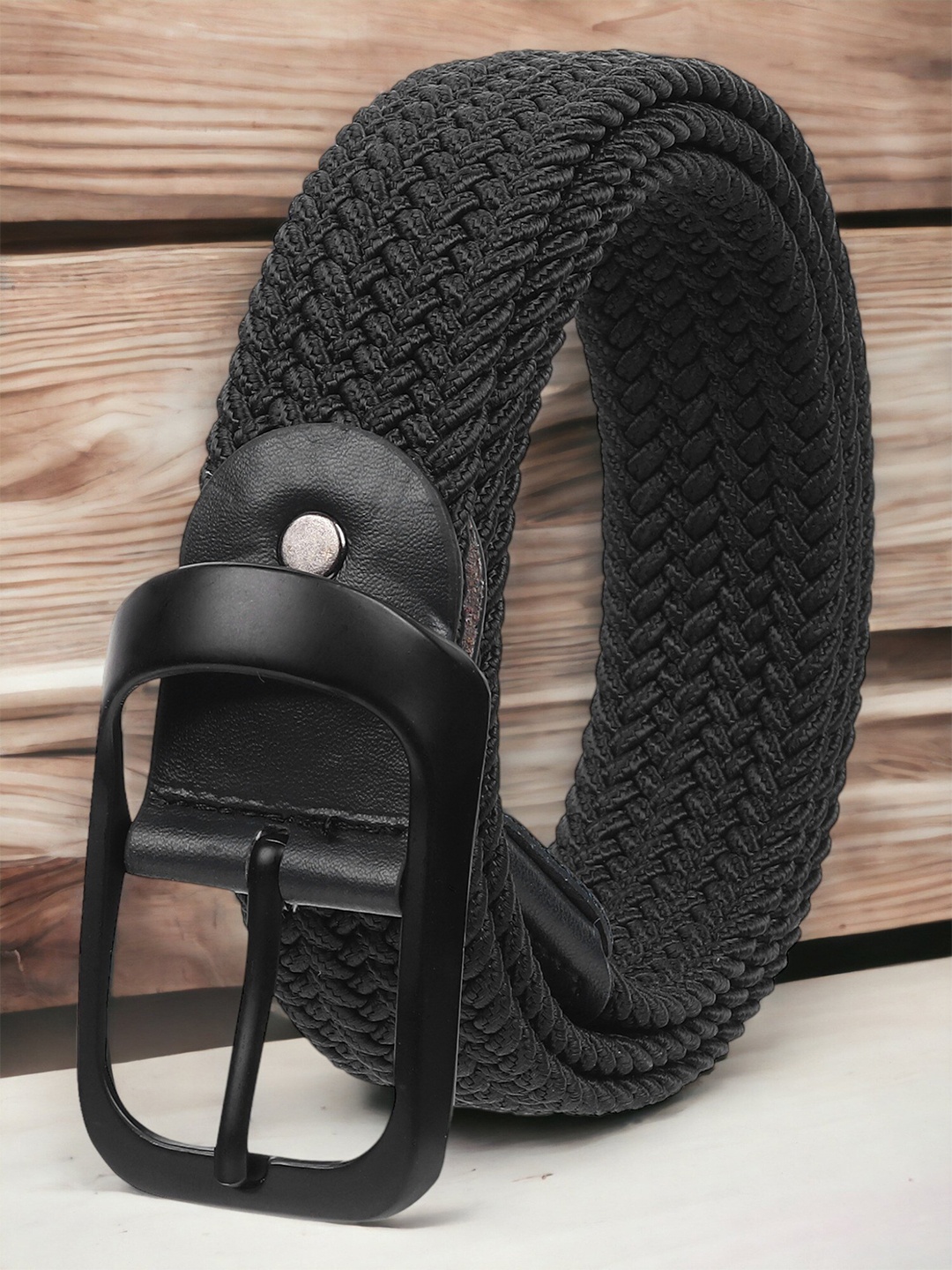 

ZORO Men Braided Stretchable Tang Closure Belt, Black