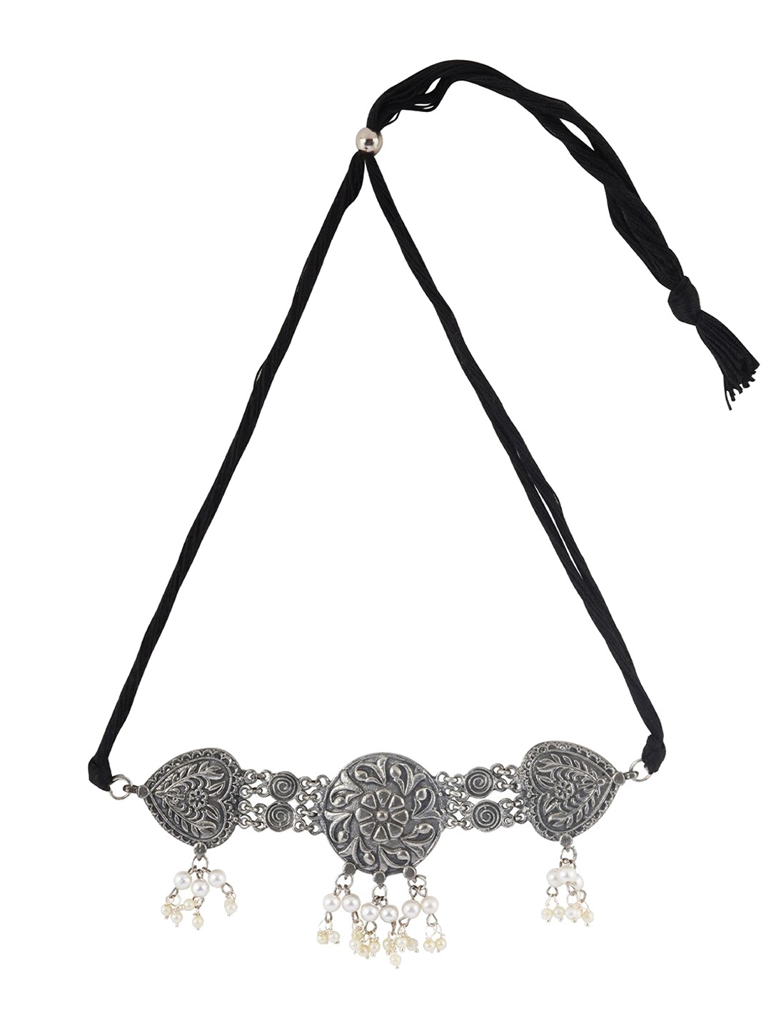 

TEEJH Oxidised Silver Plated Beaded Jewellery Set