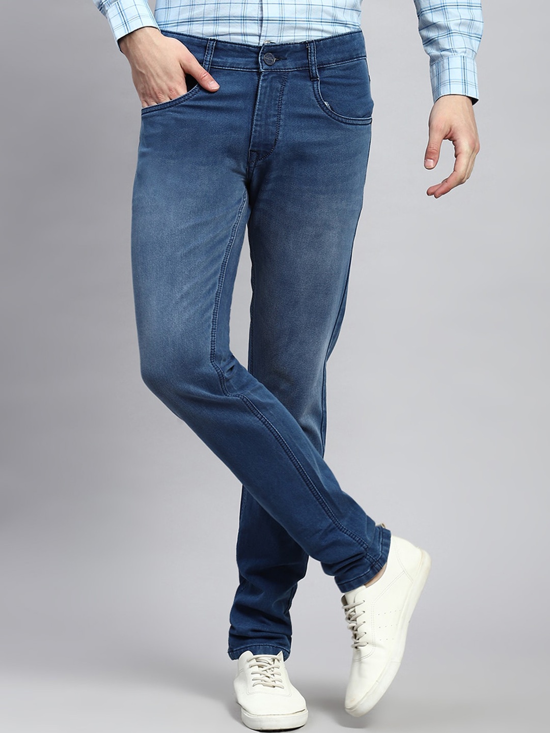 

Monte Carlo Men Skinny Fit Light Fade Jeans, Blue