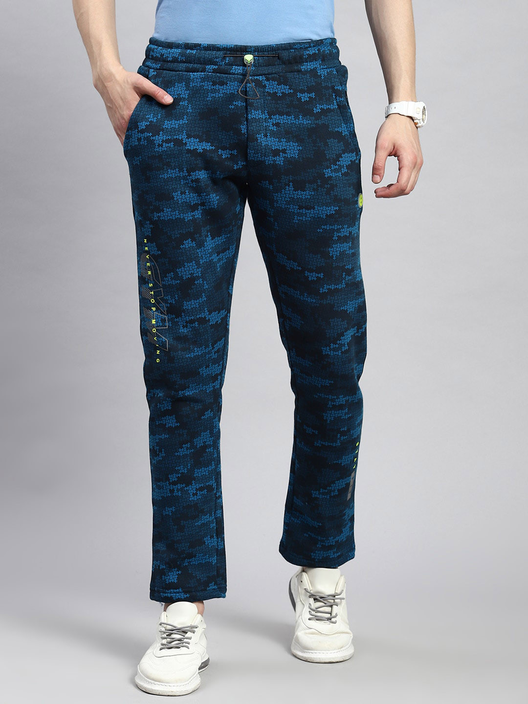 

Monte Carlo Men Camouflage Printed Regular Fit Track Pants, Blue