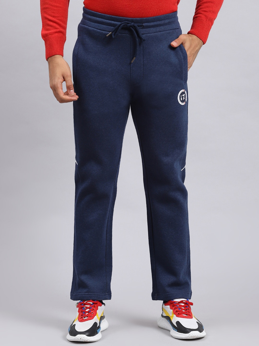 

Monte Carlo Men Printed Detail Mid-Rise Track Pants, Navy blue