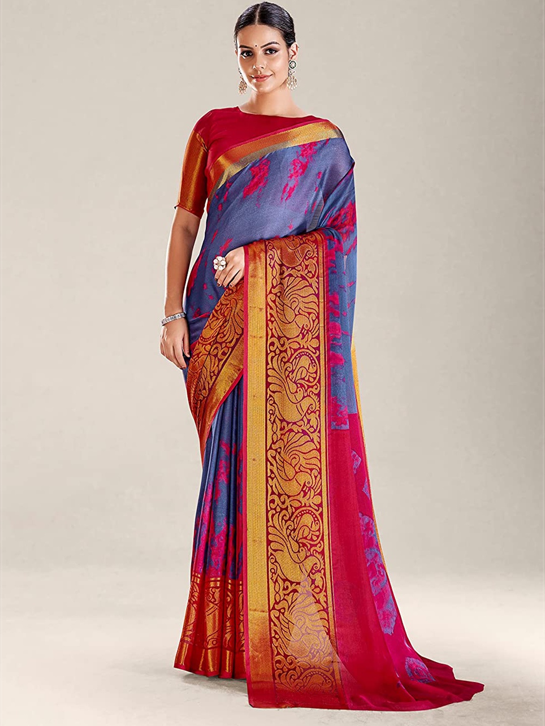 

KALINI Abstract Printed Pure Chiffon Saree, Grey