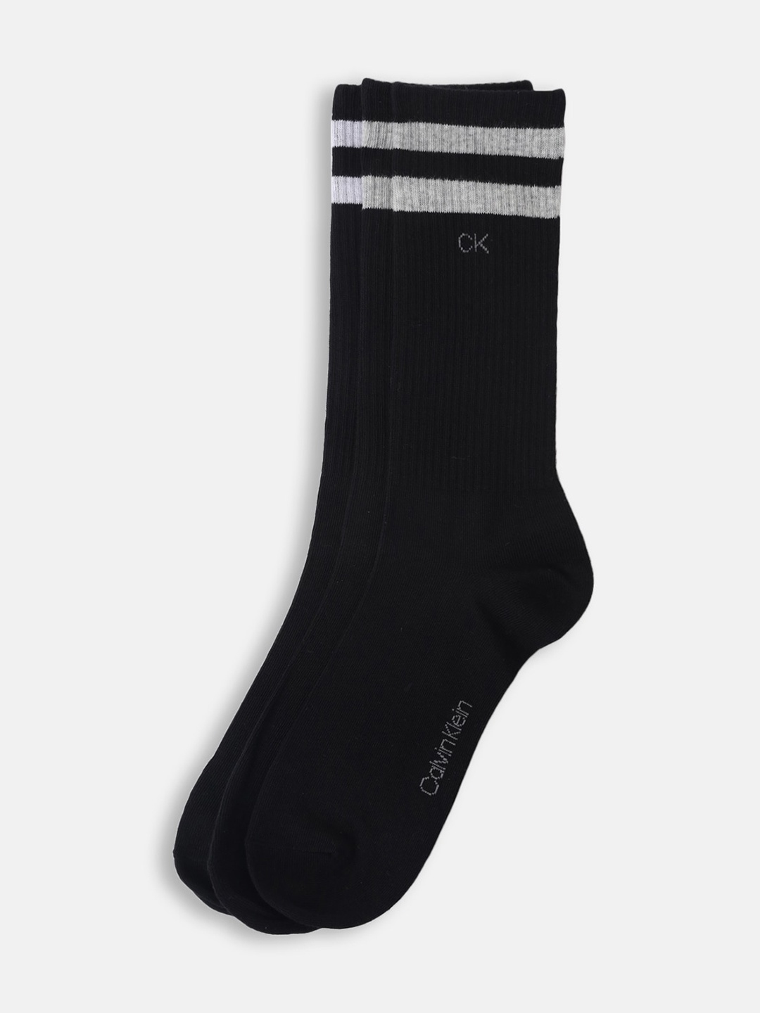 

Calvin Klein Set Of 3 Striped Cotton Calf Length Socks, Black