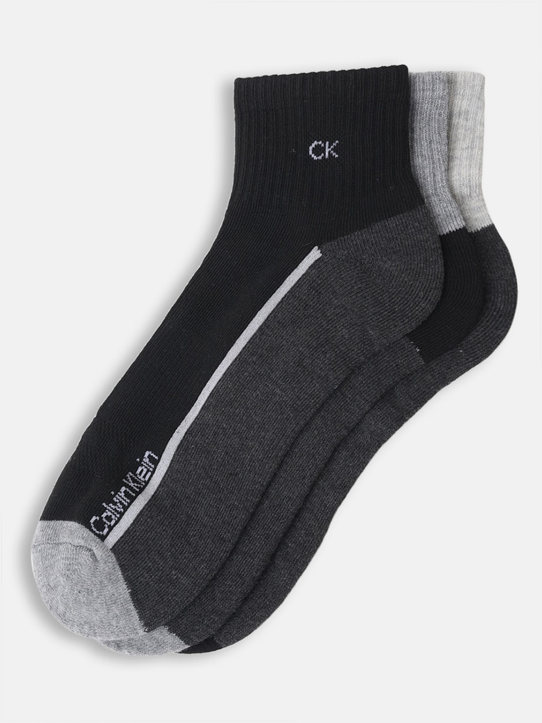 Calvin Klein Unisex Pack Of 3 Colorblocked Ankle Length Socks, Black