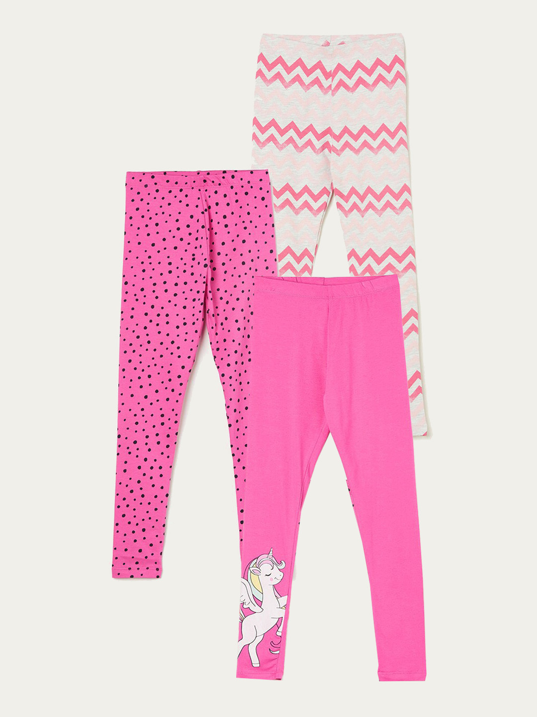 

Fame Forever by Lifestyle Girls Pack Of 3 Printed Cotton Leggings, Pink