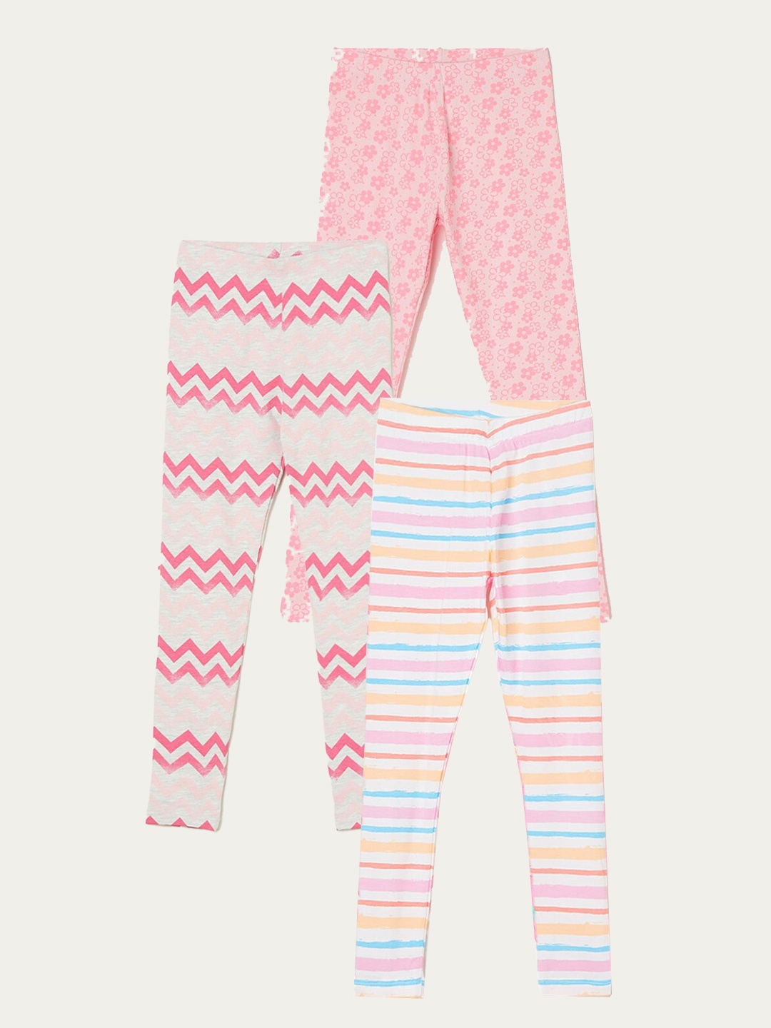 

Fame Forever by Lifestyle Girls Pack Of 3 Printed Cotton Leggings, White