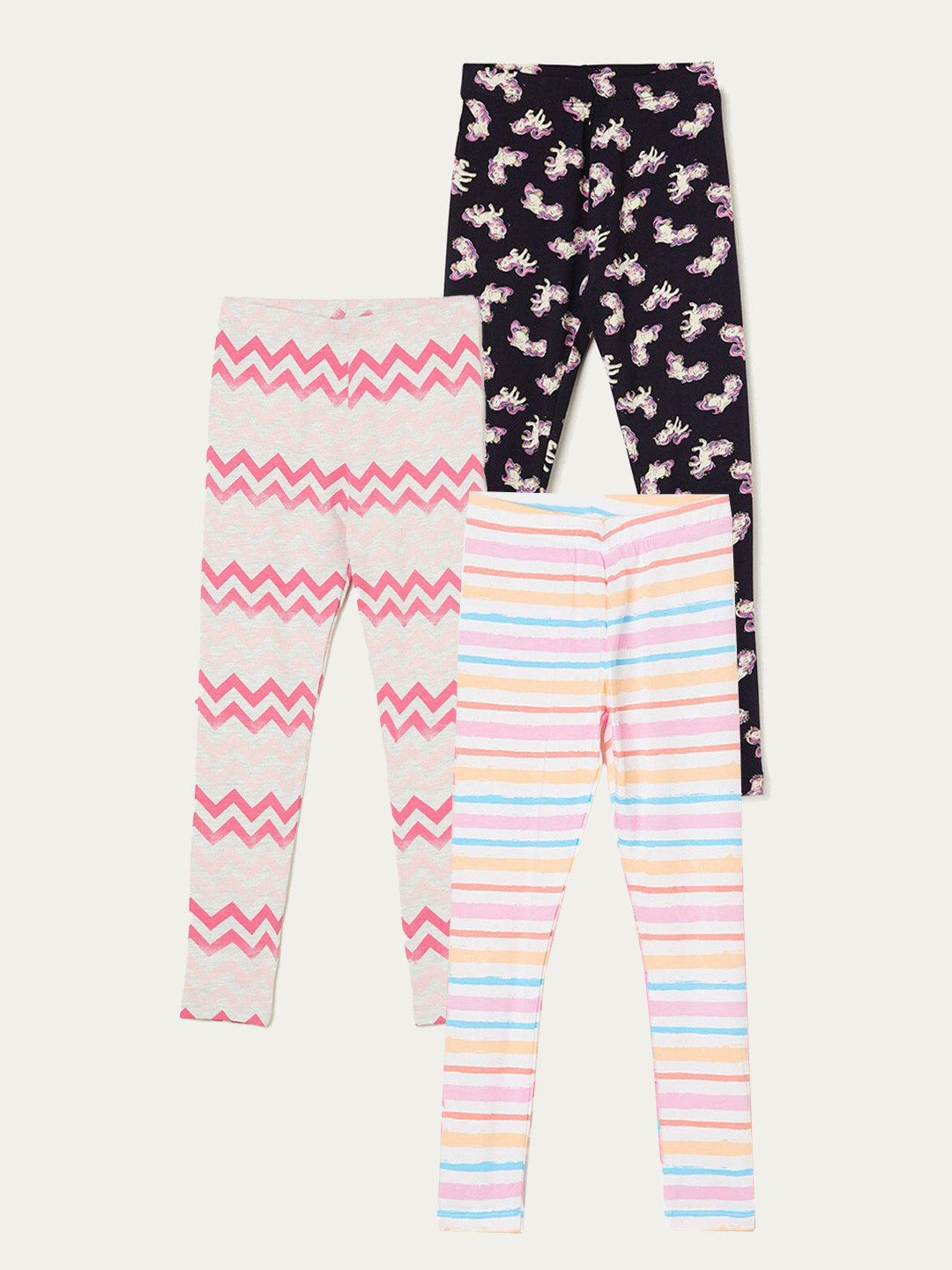 

Fame Forever by Lifestyle Girls Pack Of 3 Printed Cotton Leggings, White