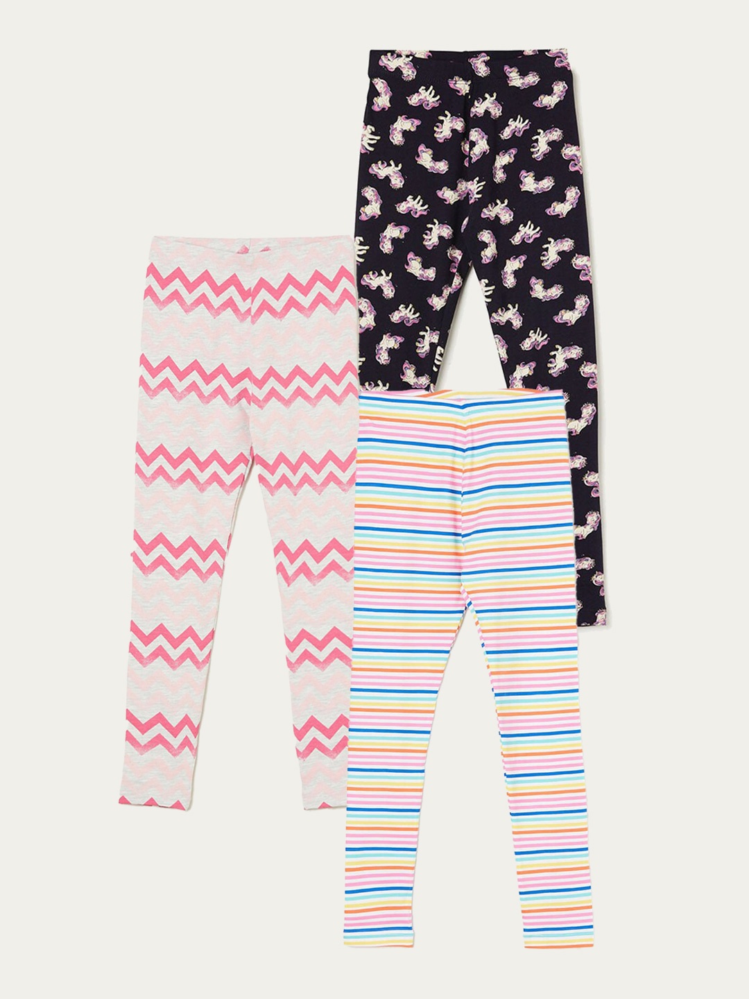

Fame Forever by Lifestyle Girls Pack Of 3 Printed Cotton Leggings, Blue