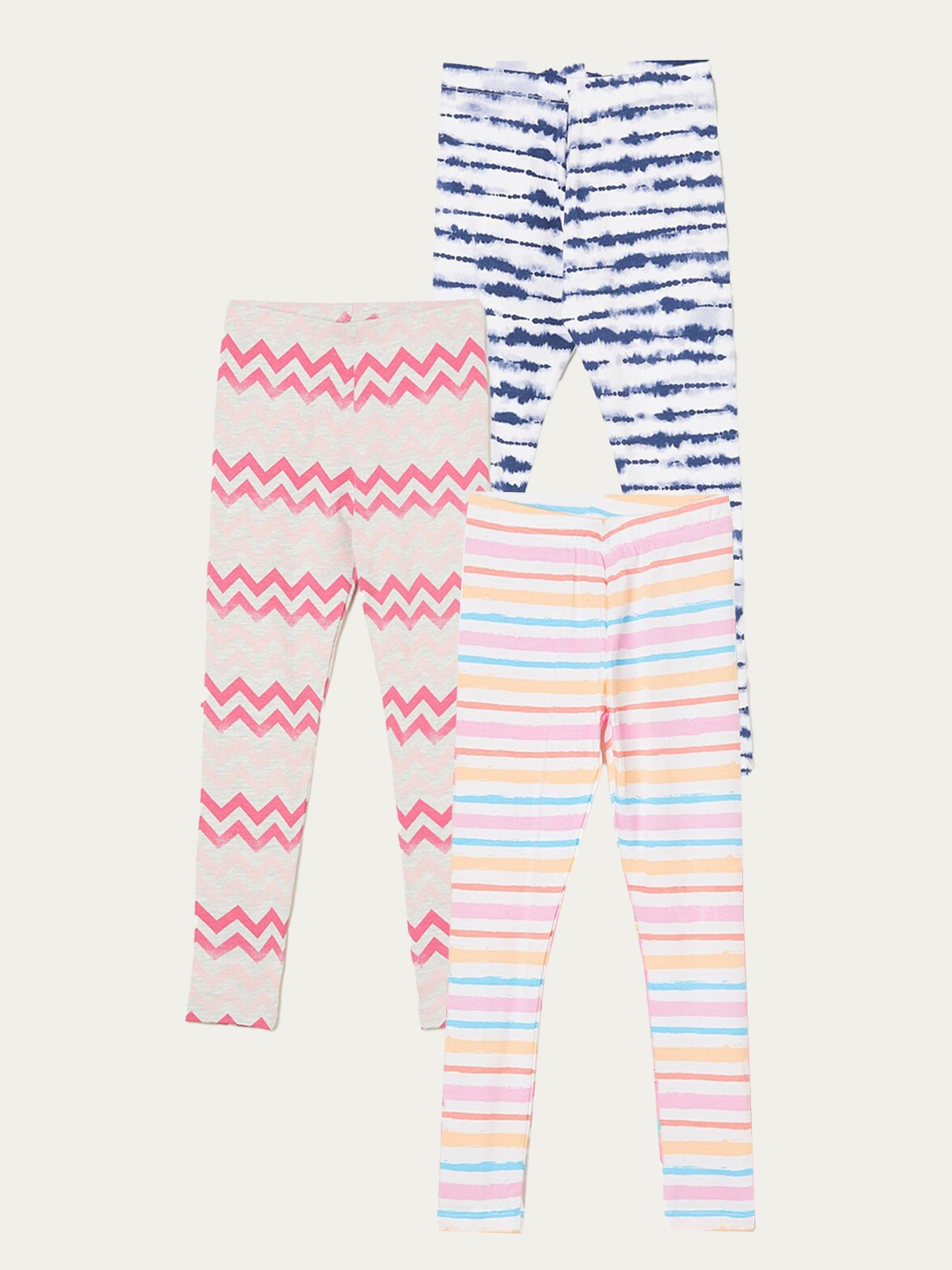 

Fame Forever by Lifestyle Girls Pack Of 3 Striped Cotton Leggings, White