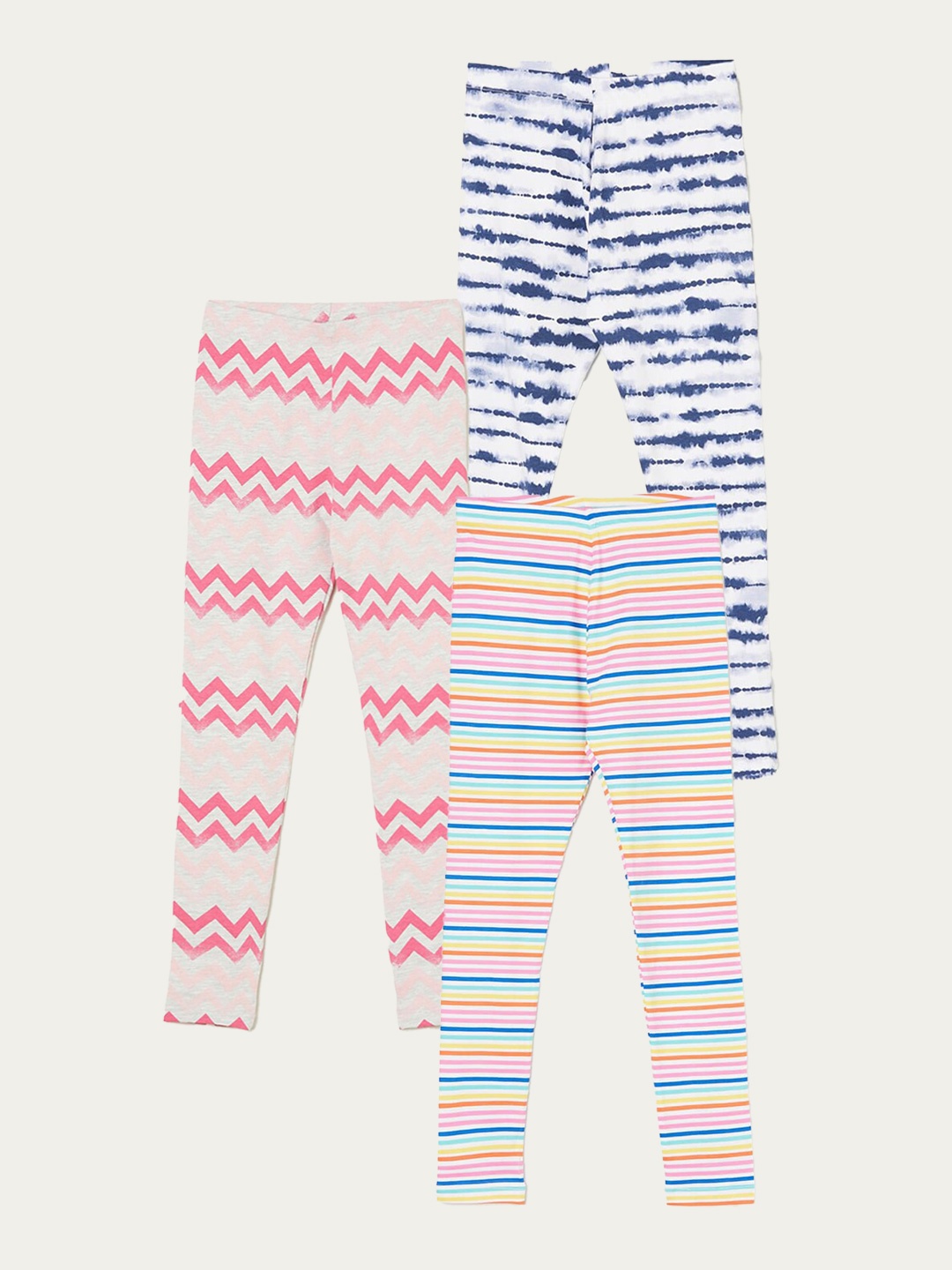 

Fame Forever by Lifestyle Girls Pack Of 3 Printed Cotton Leggings, Blue