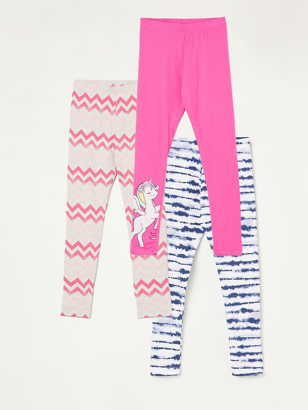 

Fame Forever by Lifestyle Girls Pack Of 3 Printed Cotton Leggings, Pink