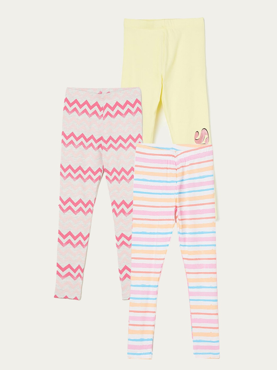 

Fame Forever by Lifestyle Girls Pack Of 3 Printed Cotton Leggings, White