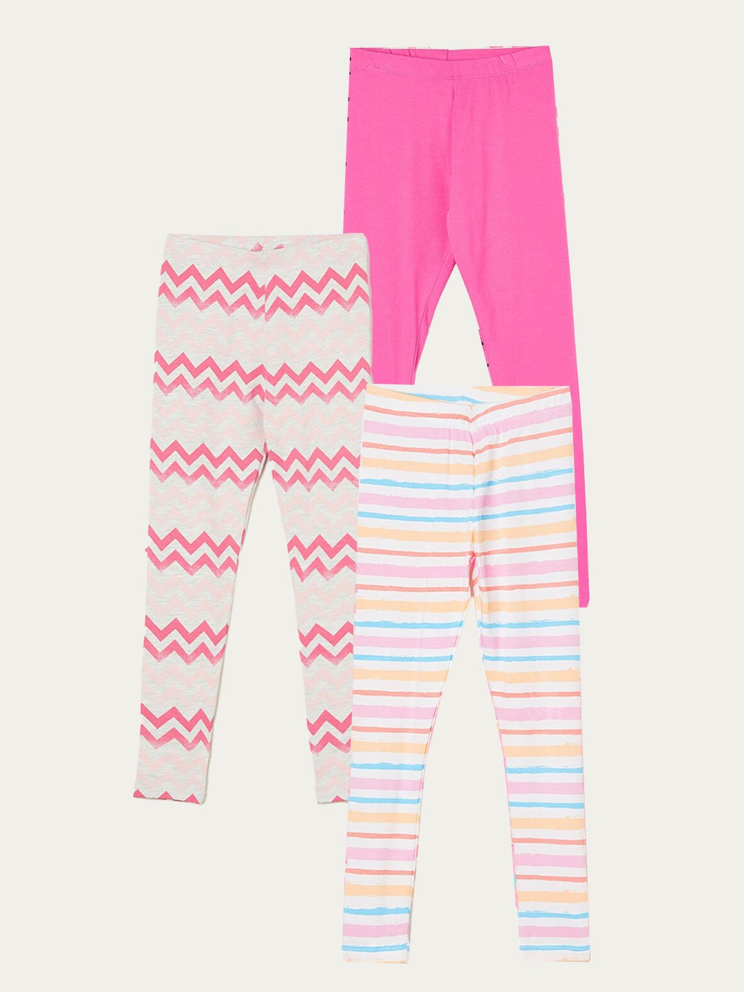 

Fame Forever by Lifestyle Girls Pack Of 3 Printed Cotton Leggings, White