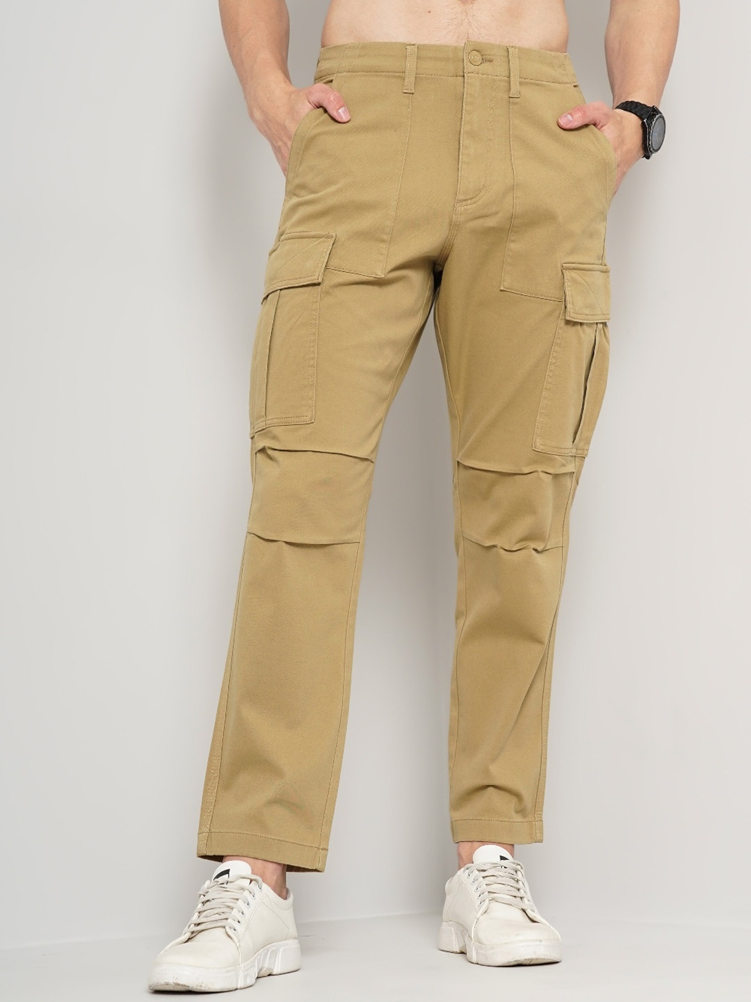 

Celio Men Cotton Cargos Trousers, Khaki