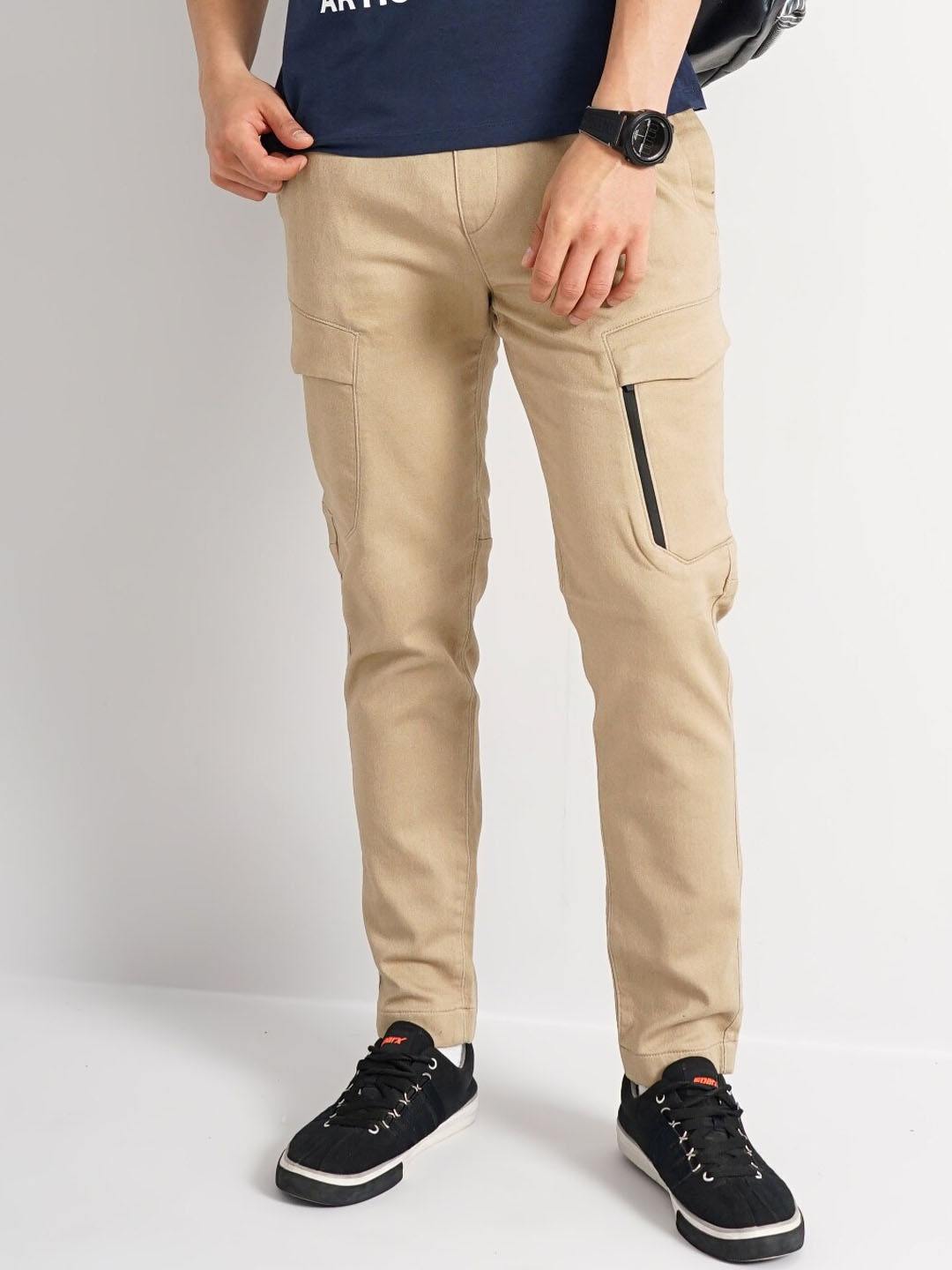 

Celio Men Mid-Rise Cotton Cargos, Khaki