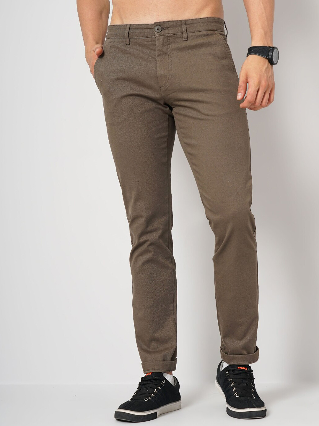 

Celio Men Slim Fit Cotton Chinos Trousers, Brown