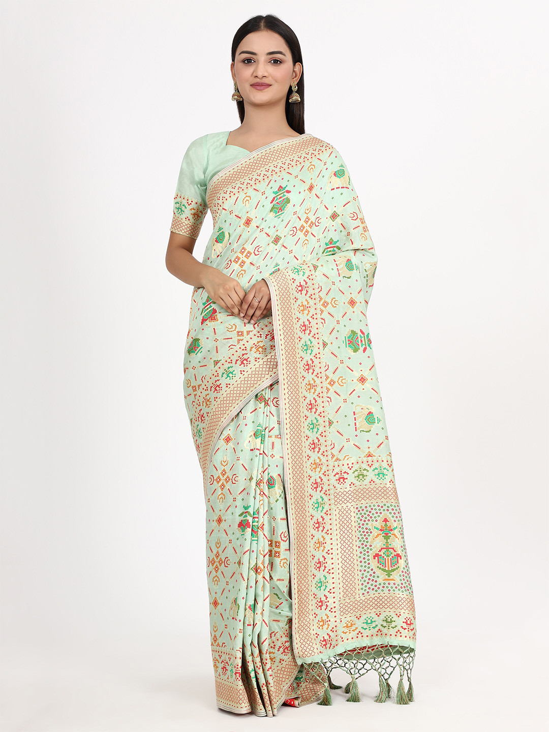 

YAVIRA SILK Woven Design Zari Patola Saree, Blue