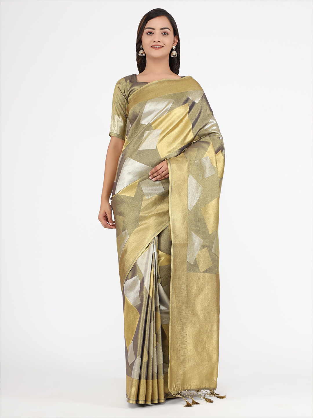 

YAVIRA SILK Woven Design Zari Kanjeevaram Saree, Green