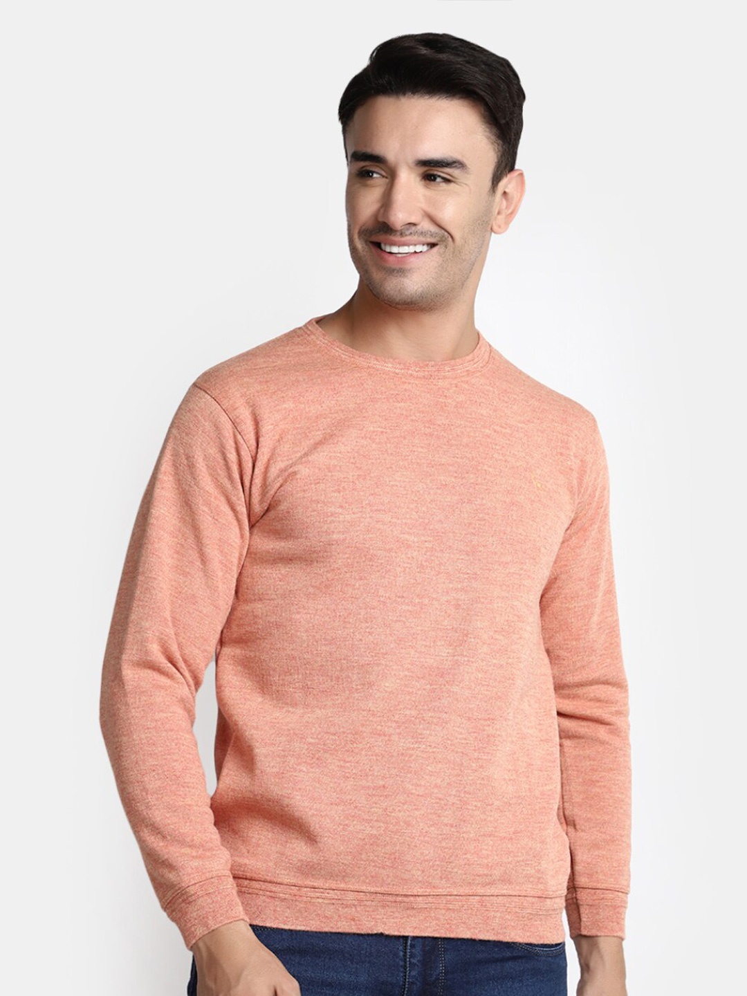 

V-Mart Round Neck Long Sleeves Cotton Pullover Sweatshirt, Rust
