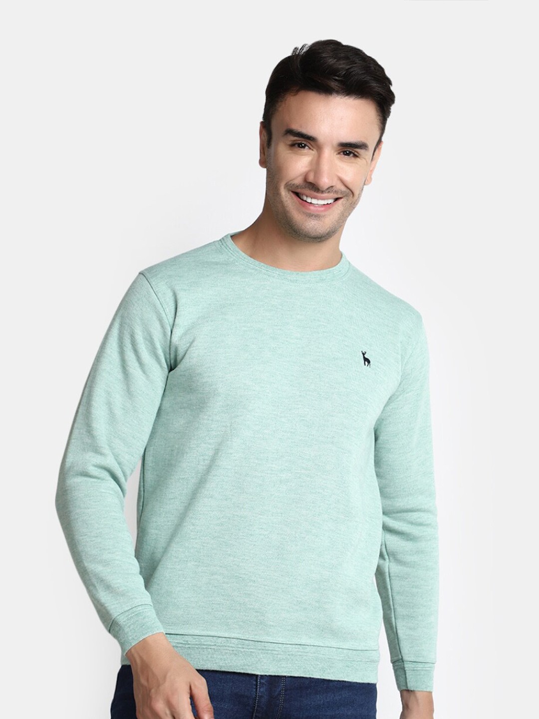 

V-Mart Round Neck Cotton Sweatshirt, Green