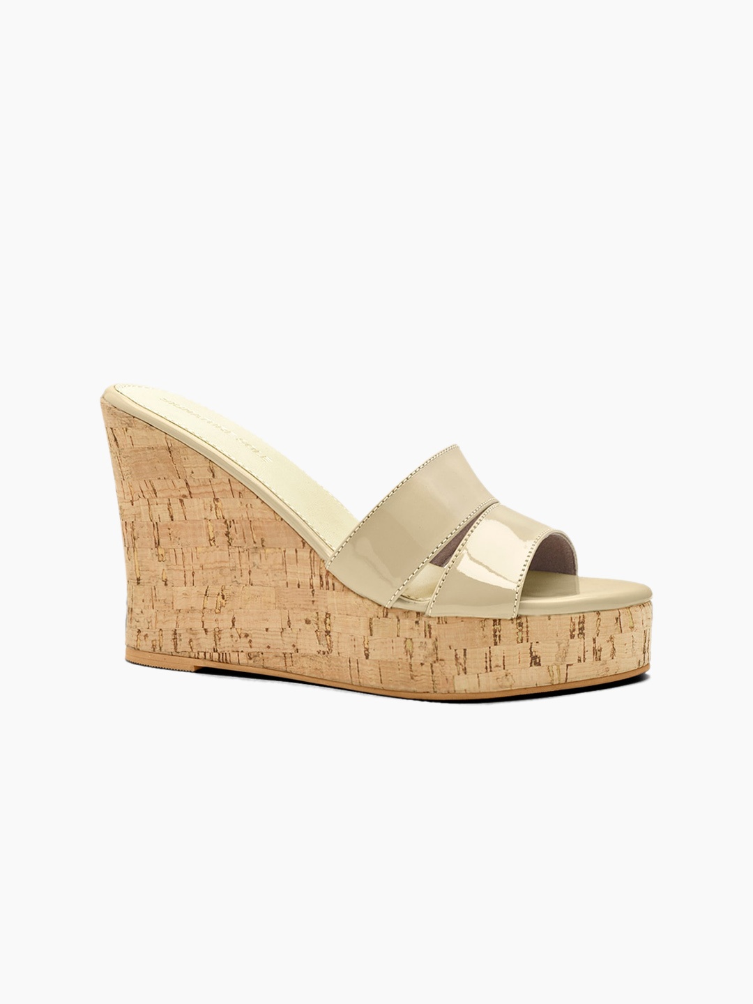 

Signature Sole Beige Colourblocked Wedge Mules