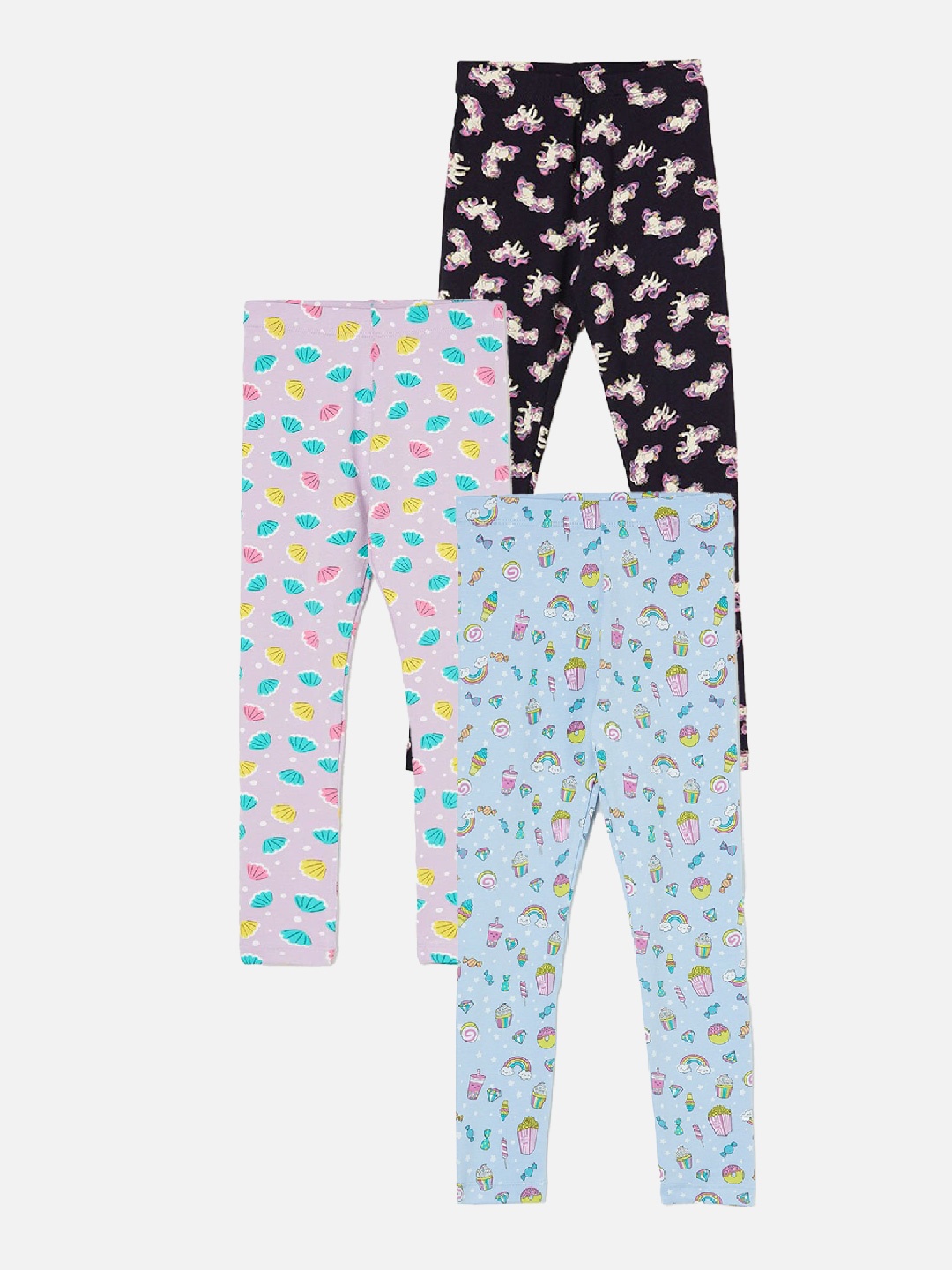 

Fame Forever by Lifestyle Girls Pack Of 3 Printed Ankle Length Leggings, Blue