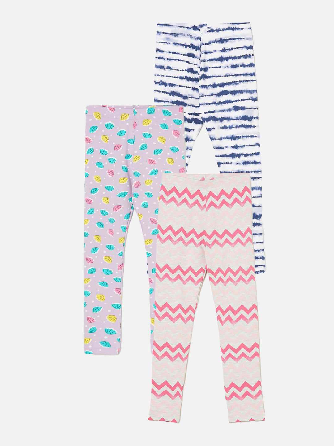 

Fame Forever by Lifestyle Girls Pack Of 3 Printed Ankle Length Leggings, Grey melange