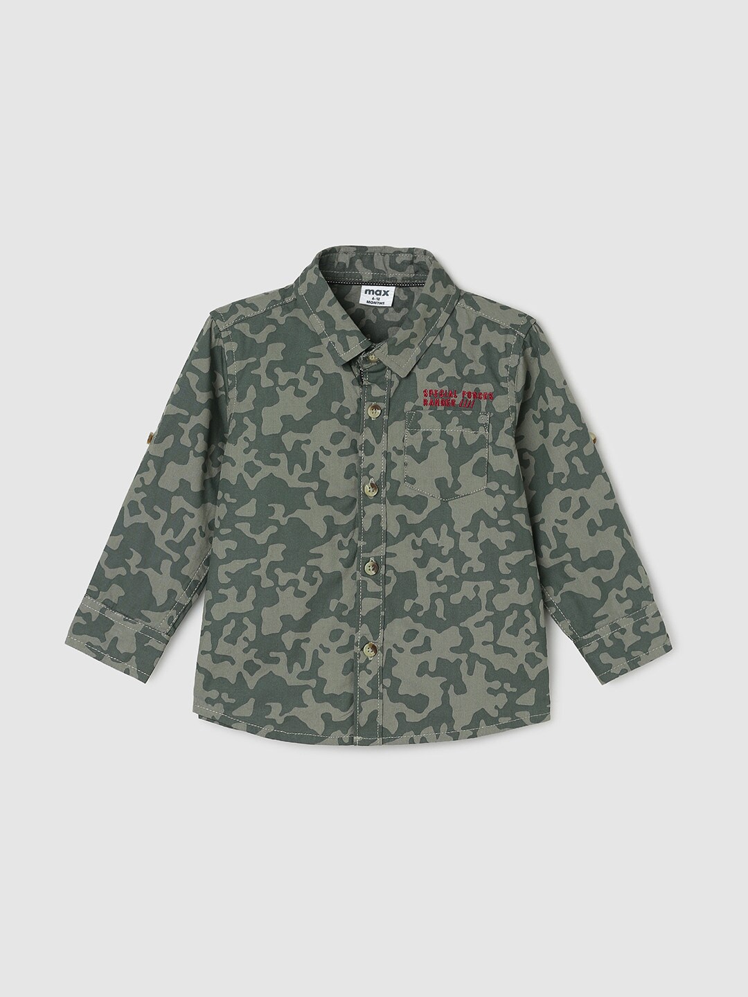 

max Boys Floral Printed Casual Shirt, Olive