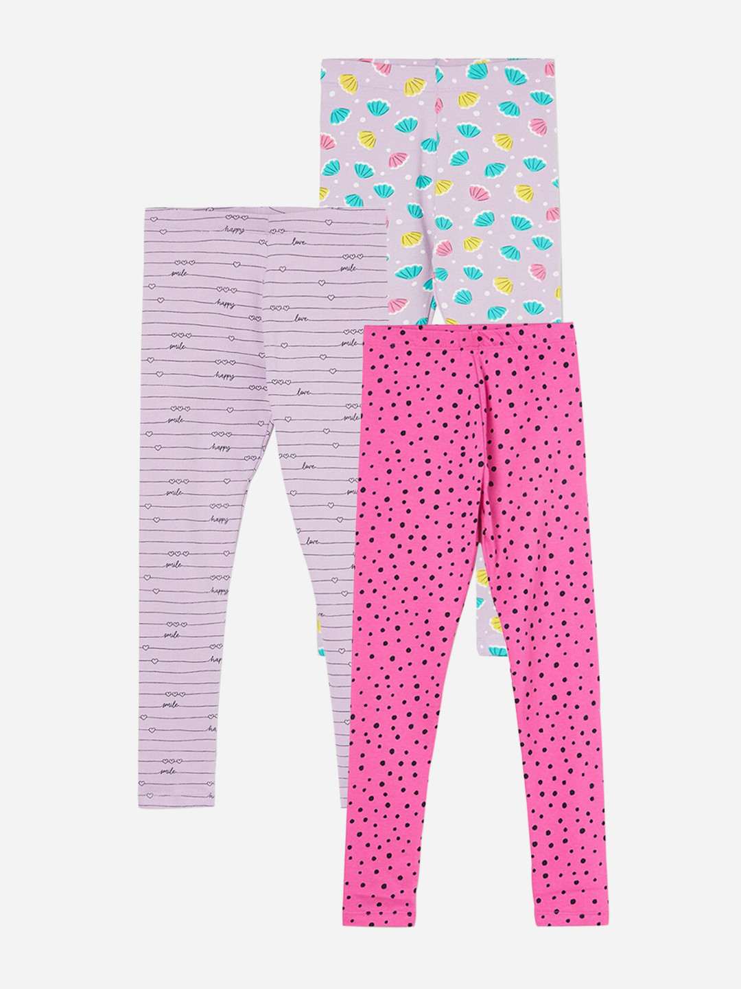 

Fame Forever by Lifestyle Girls Pack Of 3 Printed Ankle Length Leggings, Pink
