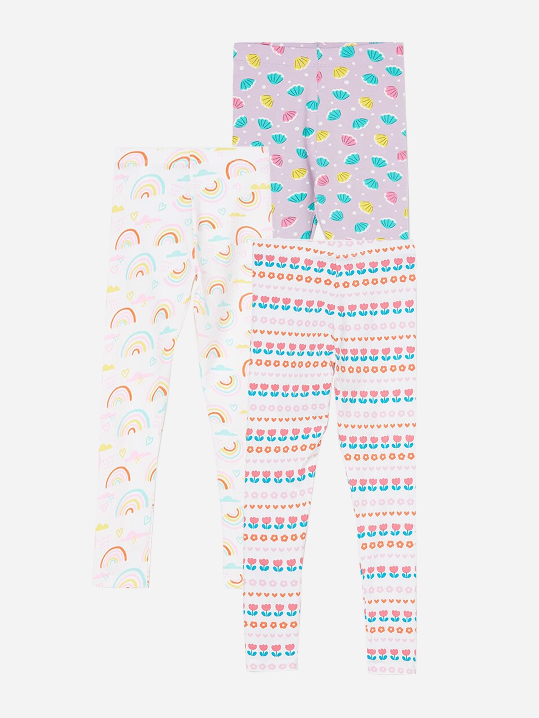 

Fame Forever by Lifestyle Girls Pack Of 3 Printed Ankle Length Leggings, White