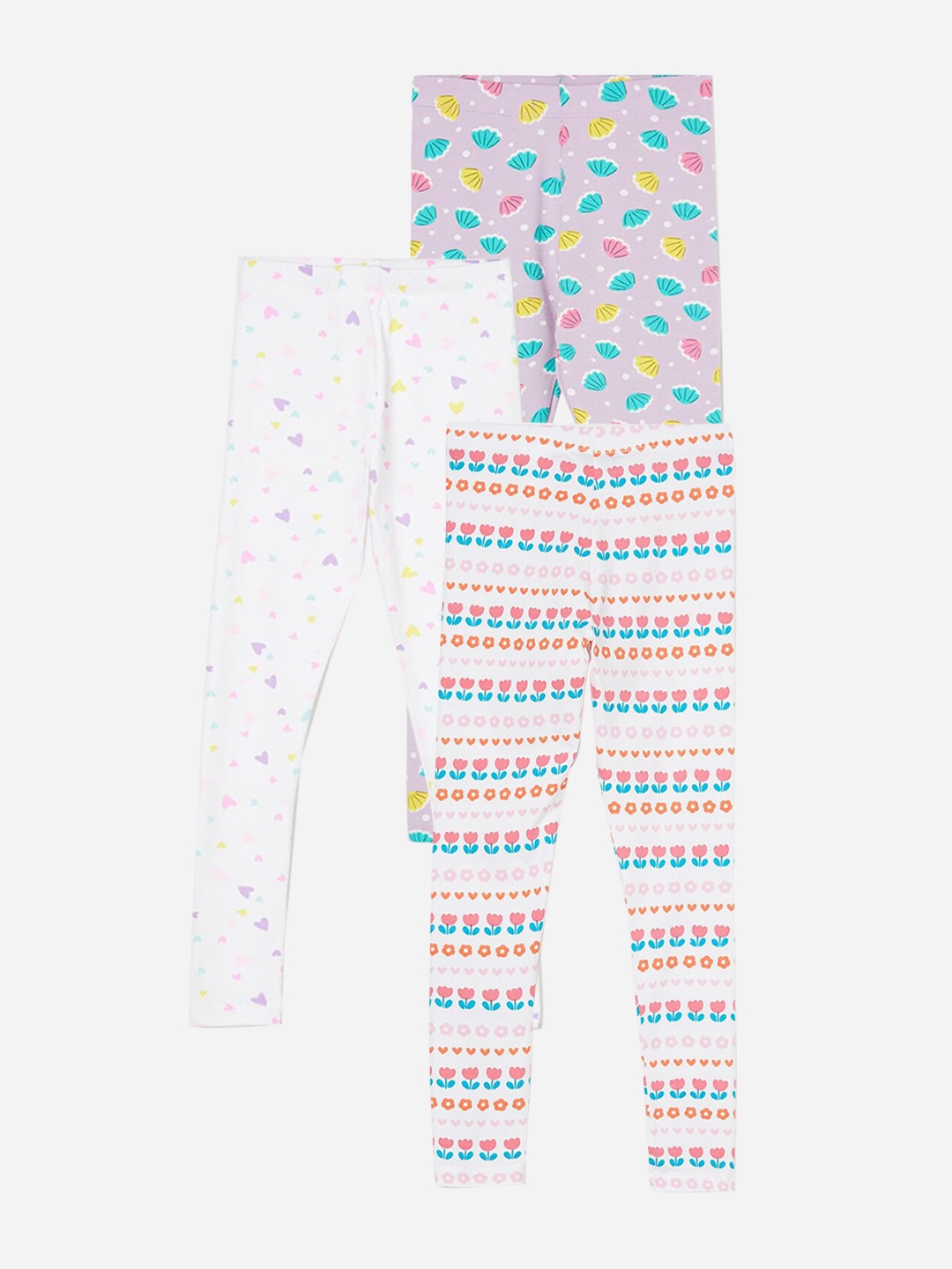 

Fame Forever by Lifestyle Girls Pack Of 3 Printed Ankle Length Leggings, White