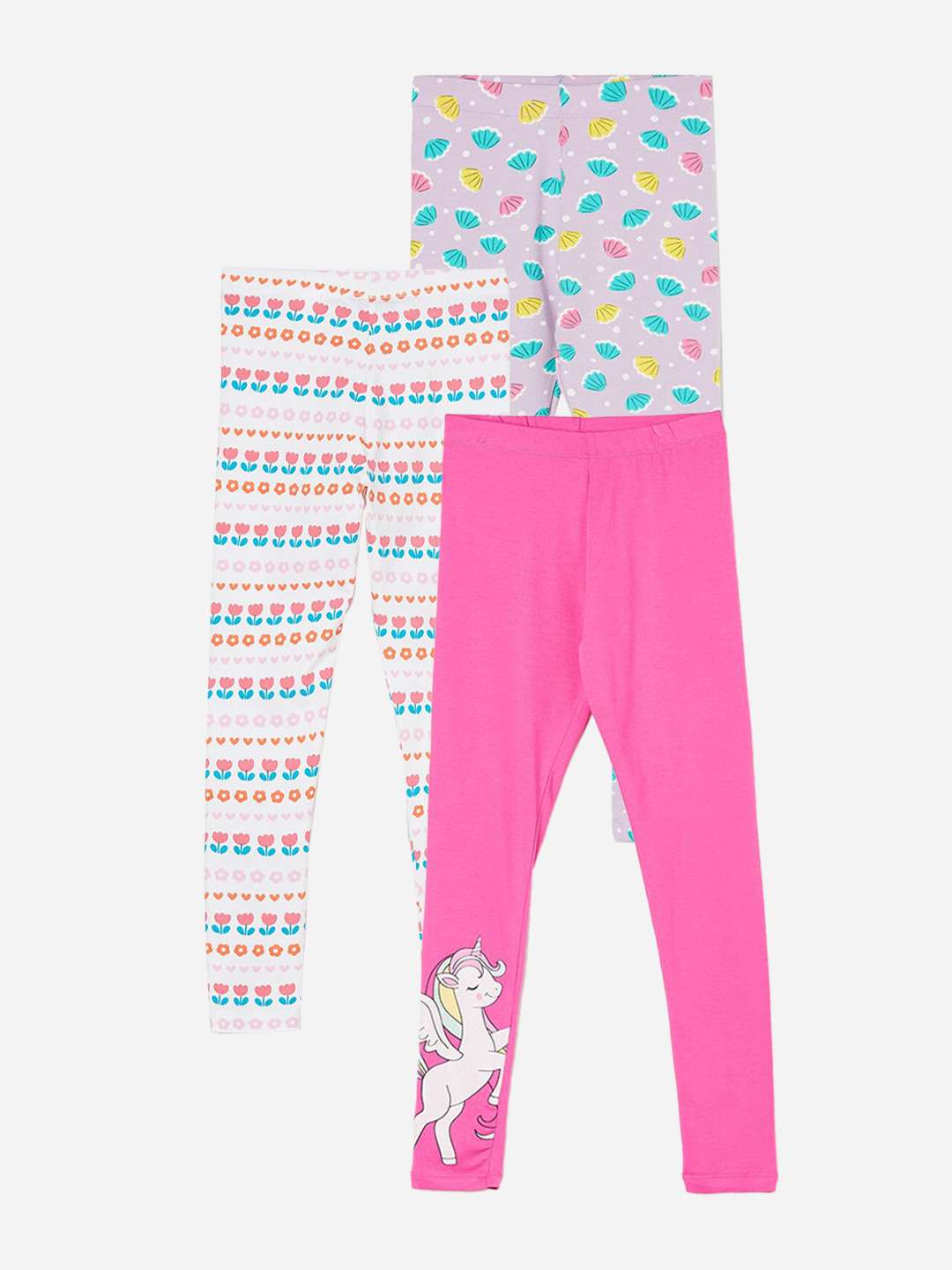 

Fame Forever by Lifestyle Girls Pack Of 3 Printed Ankle Length Leggings, Pink