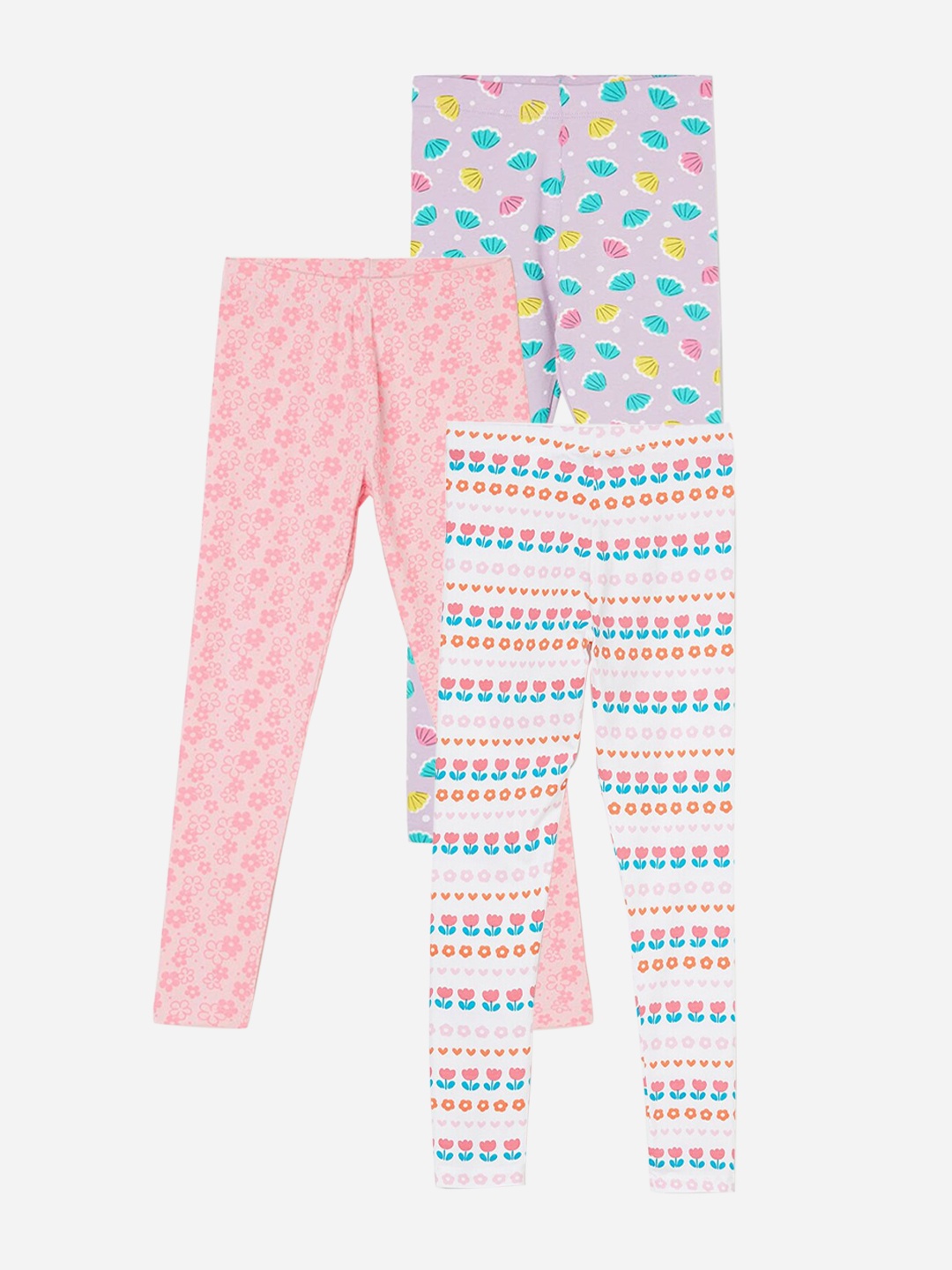 

Fame Forever by Lifestyle Girls Pack Of 3 Printed Ankle Length Leggings, White
