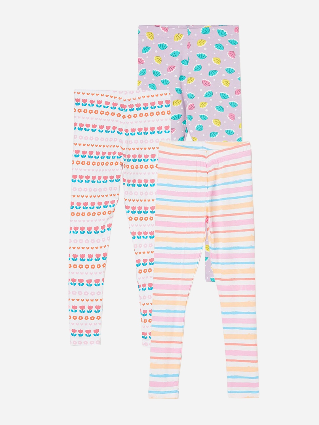

Fame Forever by Lifestyle Girls Pack Of 3 Printed Ankle Length Leggings, White