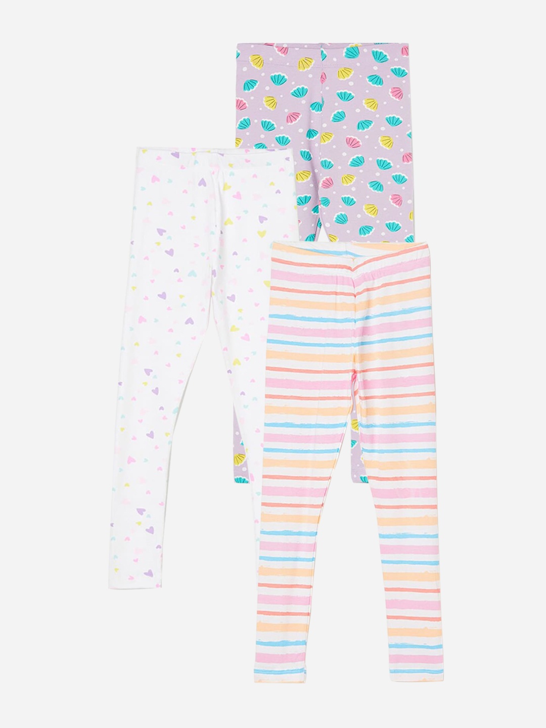 

Fame Forever by Lifestyle Girls Pack Of 3 Printed Ankle Length Leggings, White