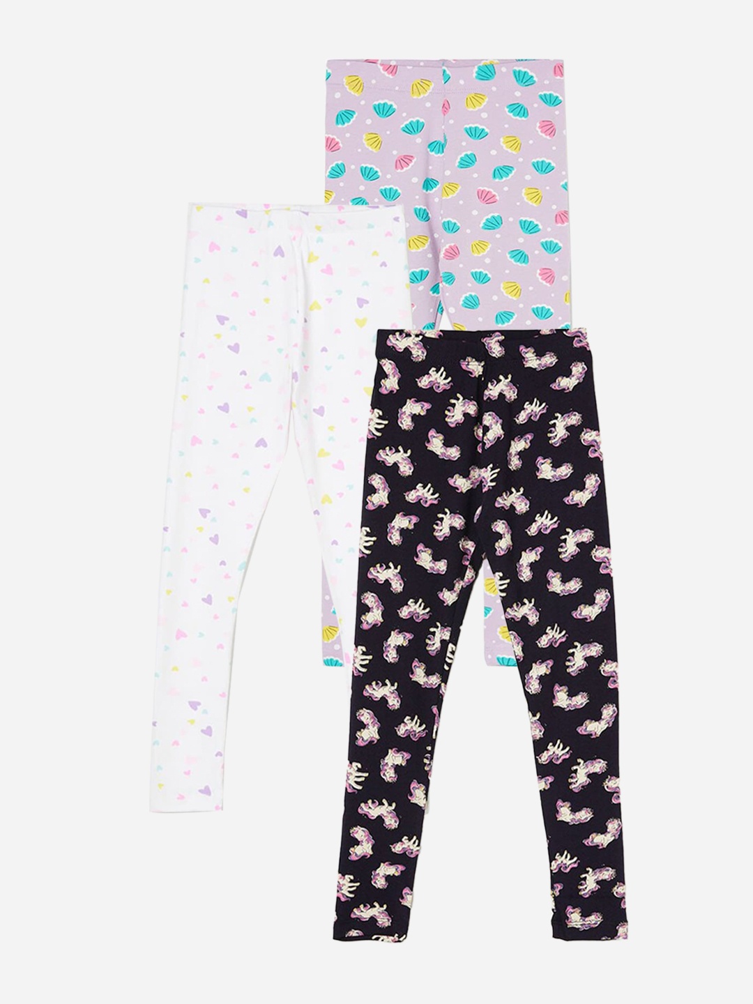 

Fame Forever by Lifestyle Girls Pack Of 3 Printed Ankle Length Leggings, Navy blue