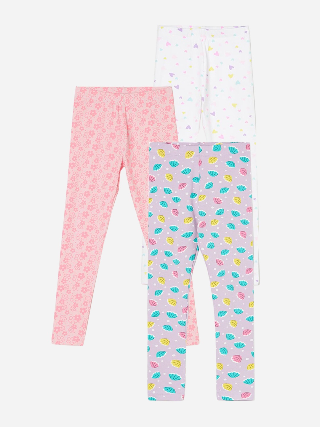 

Fame Forever by Lifestyle Girls Pack Of 3 Printed Cotton Leggings, Purple