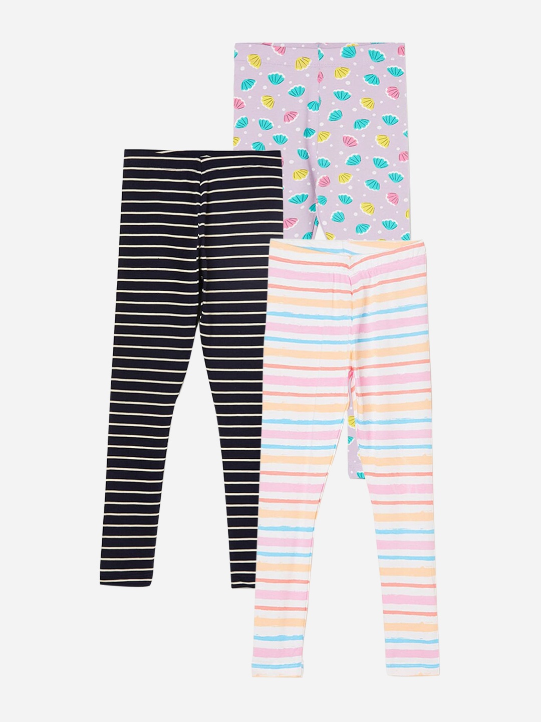 

Fame Forever by Lifestyle Girls Pack Of 3 Printed Cotton Leggings, White