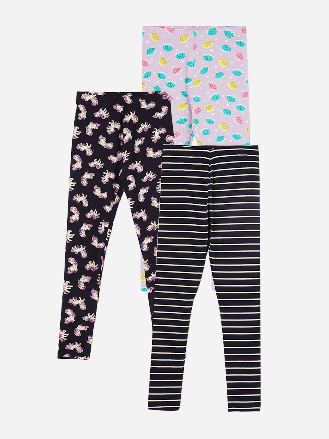 

Fame Forever by Lifestyle Girls Pack Of 3 Printed Cotton Leggings, Blue
