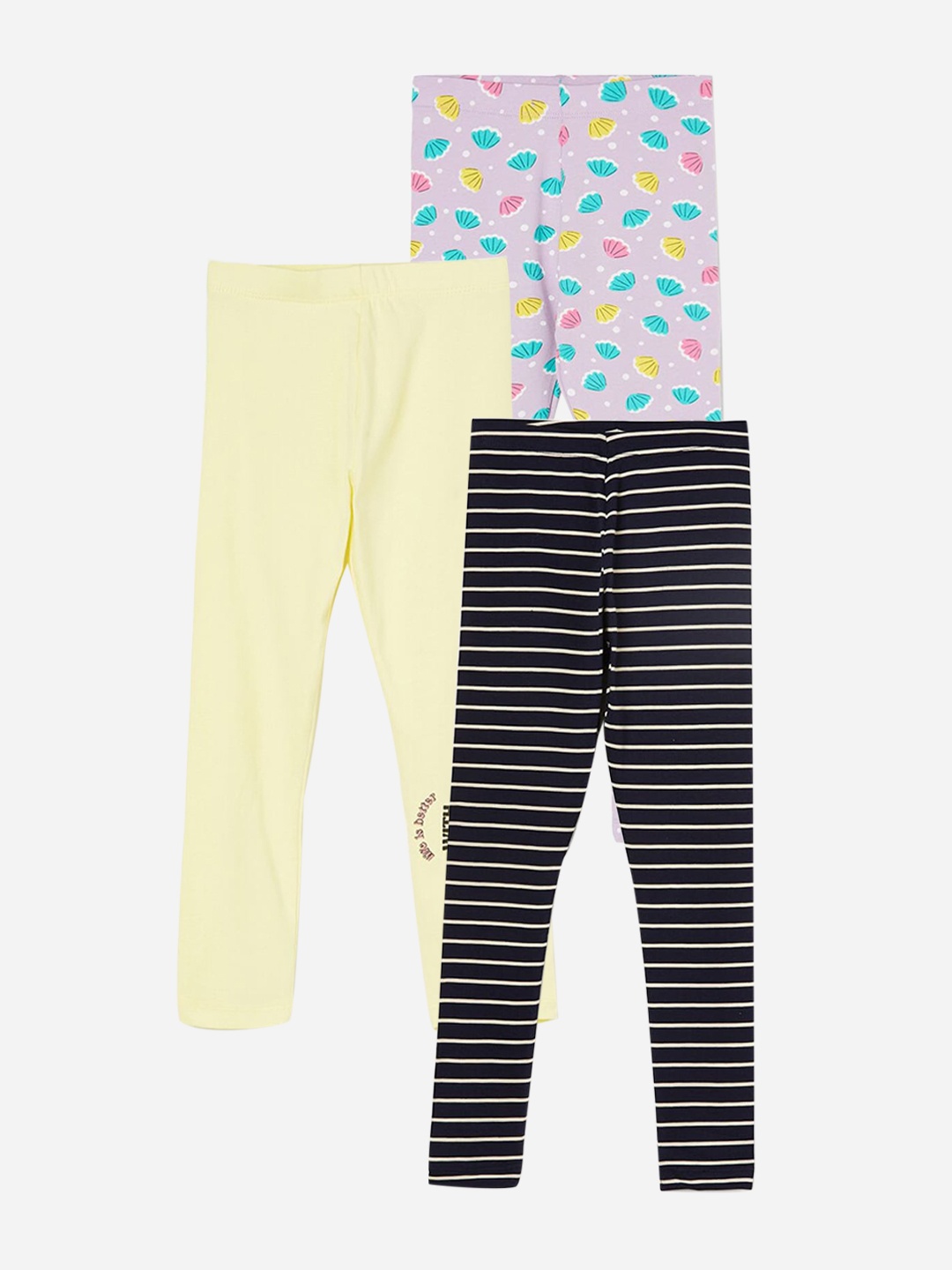 

Fame Forever by Lifestyle Girls Pack Of 3 Printed Cotton Leggings, Blue
