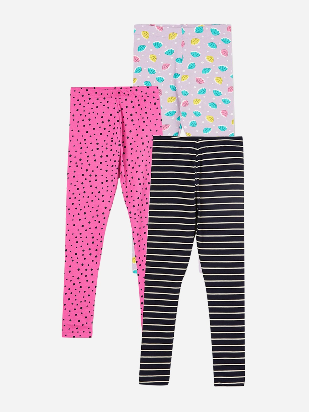 

Fame Forever by Lifestyle Girls Pack Of 3 Printed Cotton Leggings, Blue