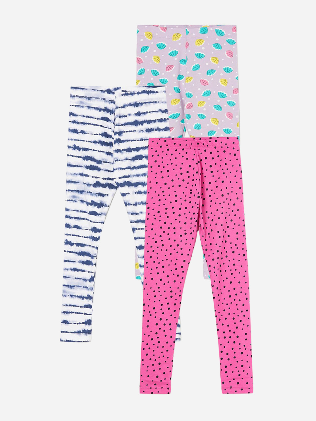 

Fame Forever by Lifestyle Girls Pack Of 3 Printed Cotton Leggings, Pink